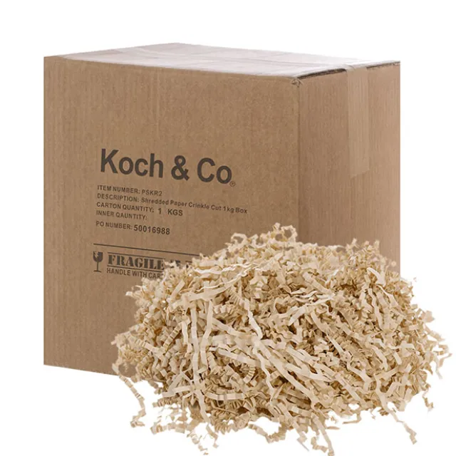 Shredded Paper Filler Food Grade 3mm Brown Kraft 1kg Box
