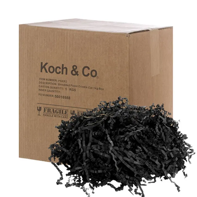 Shredded Paper Filler Food Grade 3mm Black 1kg Box