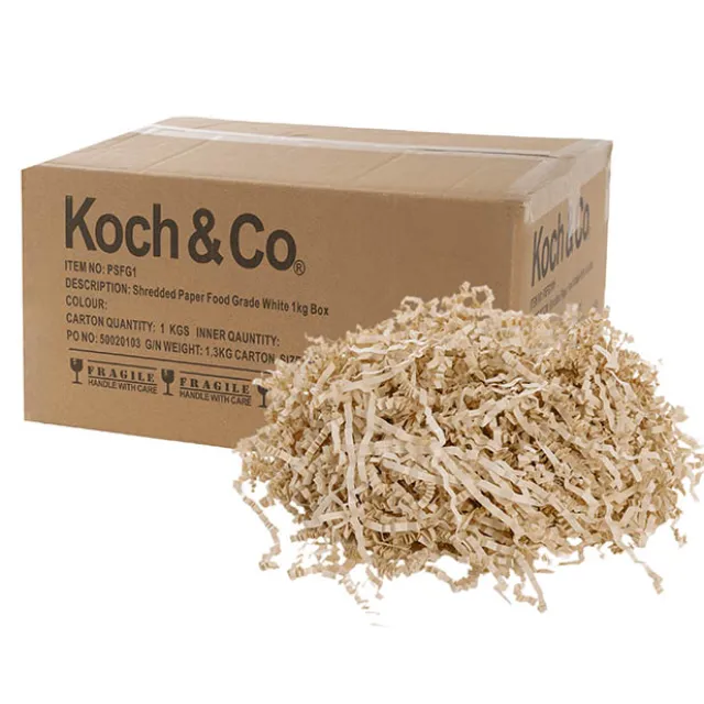 Shredded Paper Food Grade 4mm 40gsm Kraft Brown 1kg Box