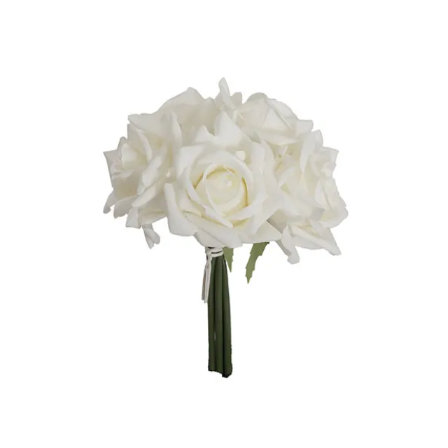 Siena Real Touch Rose Bouquet x 5 Heads White (26cmH)