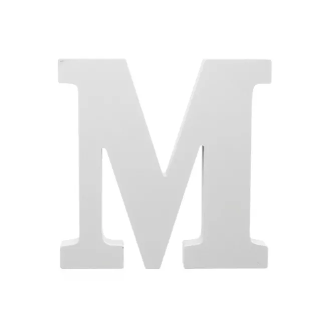 Single Wooden Letter "M" White (18cmH)