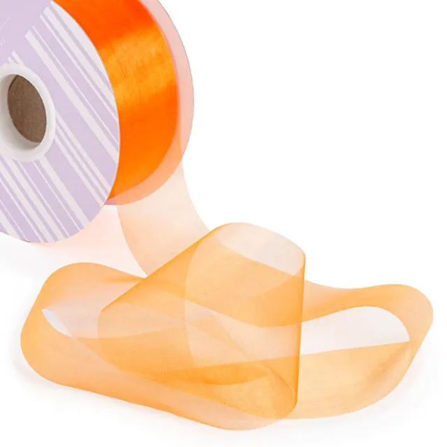 Bulk Organza Ribbon Cut Edge Orange (50mmx100m)