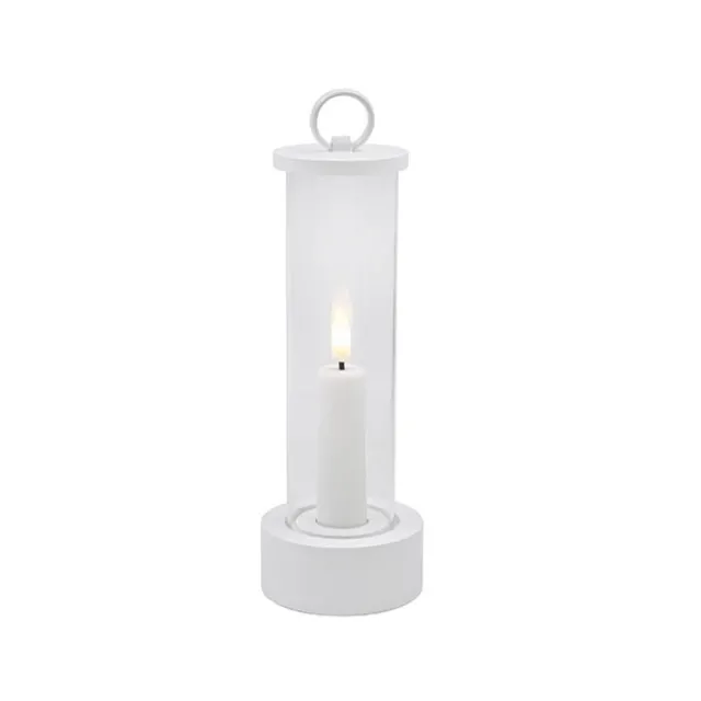 Slim Design Lantern w LED Taper Candle White (7.5x21cmH)