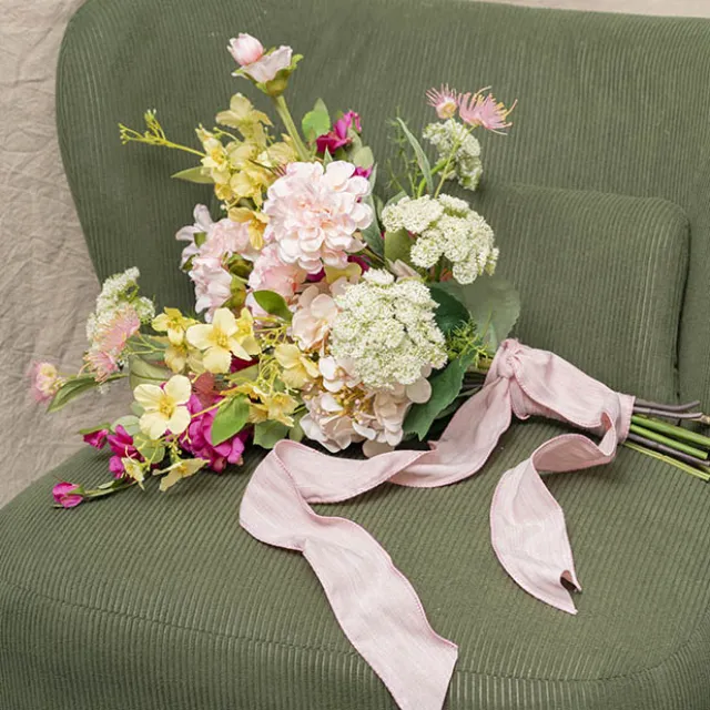 Ribbon Rustic Linen Wire Edge Country Pink (60mmx20m)