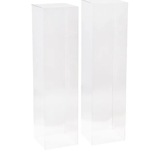 Square Deluxe Acrylic Plinth Set 2 Clear (29x120cmH)