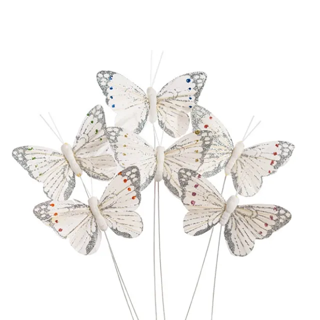 Pick Butterfly 10cm White Pack 12