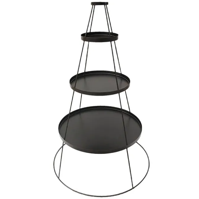 Stackable Metal Stand w Plates Set 4 Black (120cmH)