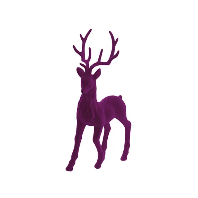 Standing Flocked Reindeer Plum (37cmH)
