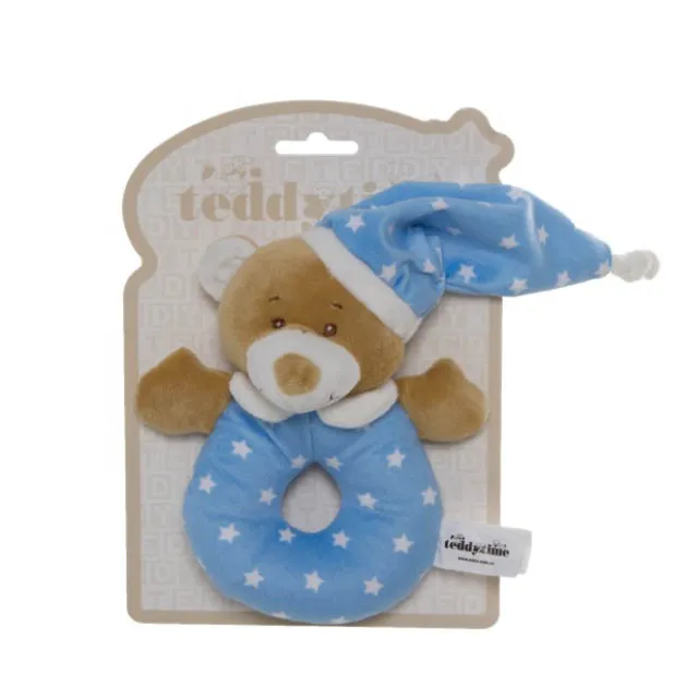 Starbright Teddy Bear Ring Rattle Blue (16cm)