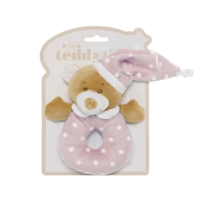 Starbright Teddy Bear Ring Rattle Pink (16cm)