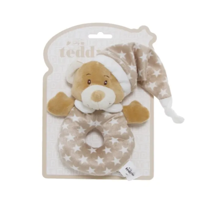 Starbright Teddy Bear Ring Rattle Brown (16cm)