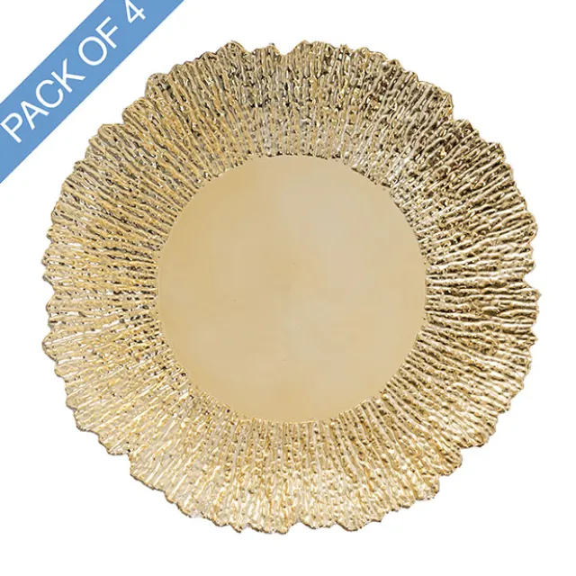 Starburst Charger Plate Pack 4 Gold (33cmD)