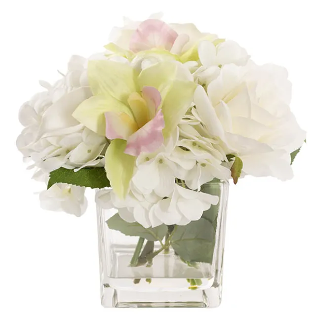 Stella Flower Arrangement w Resin Water White (20x25cmH)