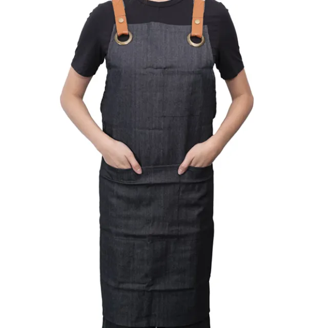 Stylish Denim Apron With Pockets Charcoal (81x87cm)
