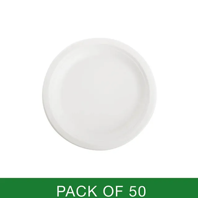 Sugarcane Lunch Plate White (18cm) Pack 50
