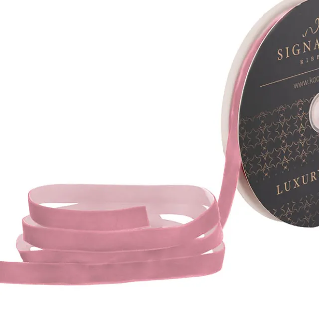 Ribbon Premium Plush Velvet Woven Edge Dusty Pink (15mmx20m)