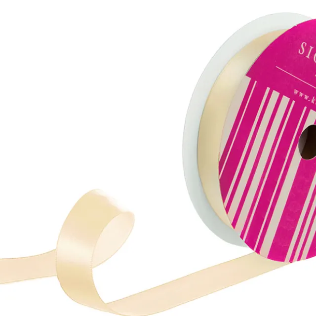 Bulk Ribbon Single Face Satin Ivory (25mmx50m)