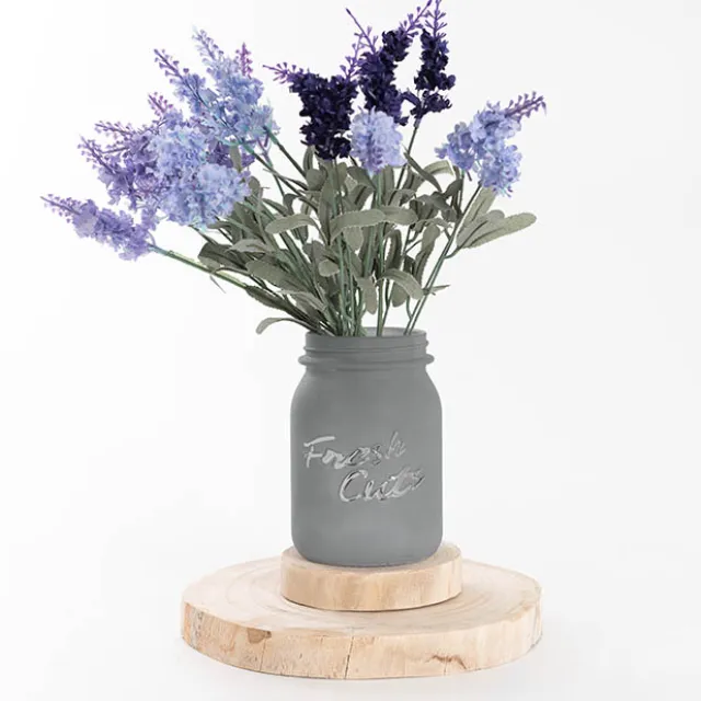 Glass Mason Jar Fresh Cuts Posy Vase Grey (9.5Dx15cmH)