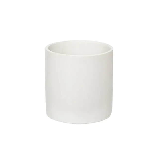 Ceramic Cylinder Pot Satin Matte White (14x14cmH)