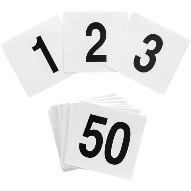 Table Numbers 1 to 50 White (95x100mmH)