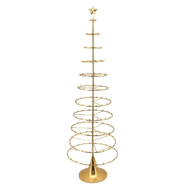 Tall Metal Display Christmas Tree Gold (60.5x196cmH)