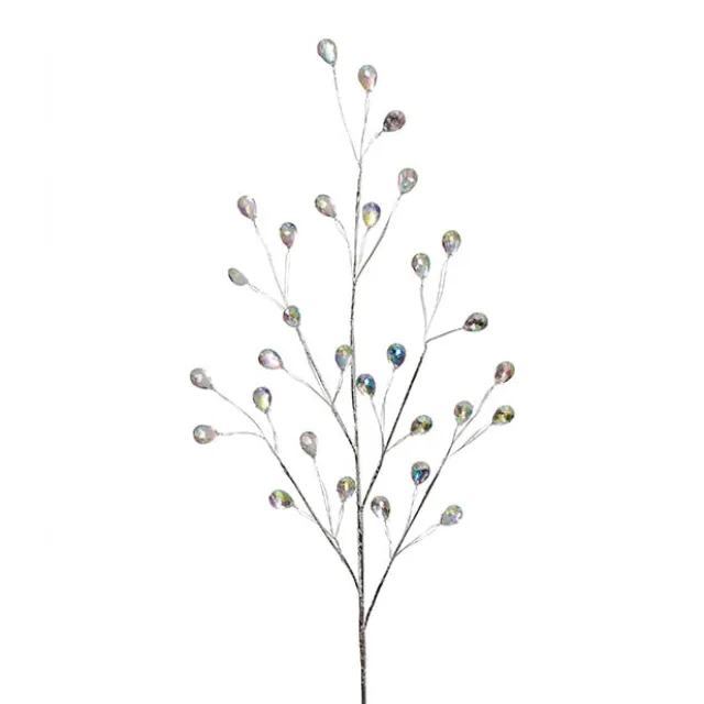 Teardrop Iridescent Acrylic Crystal Spray Silver (70cmH)