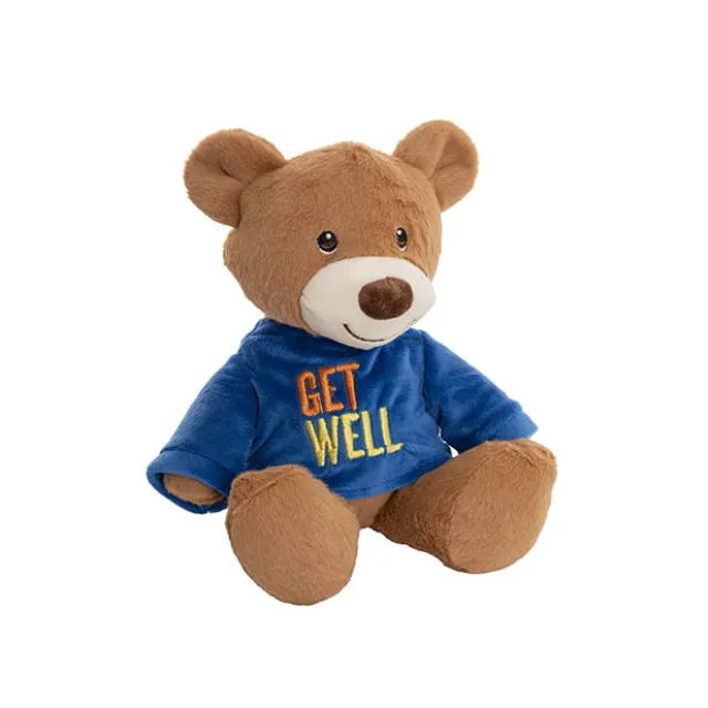 Teddy Bear Caleb w Get Well T-Shirt Blue (21cmST)