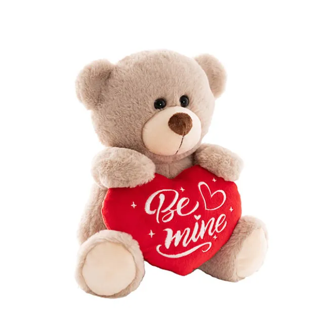 Teddy Bear Chubbs w Be Mine Heart Plush Toy Brown (25cmST)