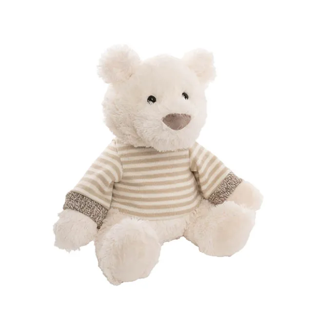 Teddy Bear Frank w Knitted Top Plush Soft Toy White (35cmST)
