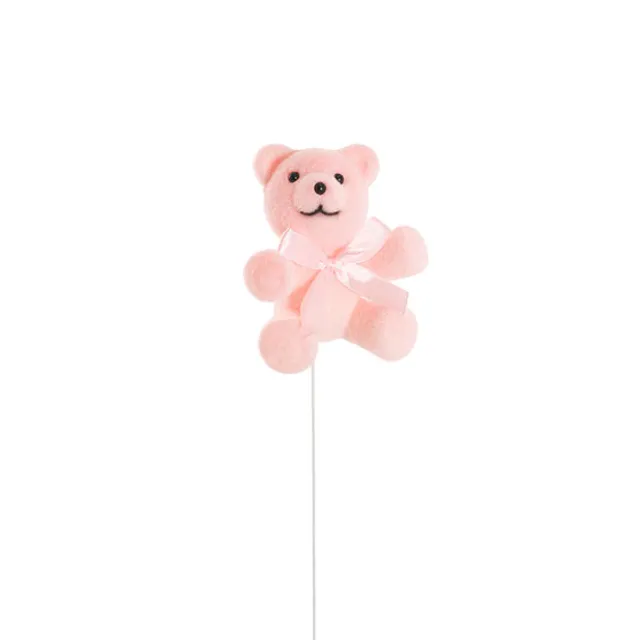 Teddy Bear w Bow Pick Pack 3 Flocked Pink (30.5cmH)