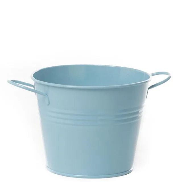 Tin Bucket side Handles Baby Blue (15.5Dx12cmH)