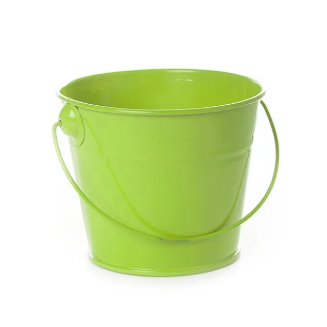 Tin Bucket with Handle Lime (12.5Dx10.5cmH)