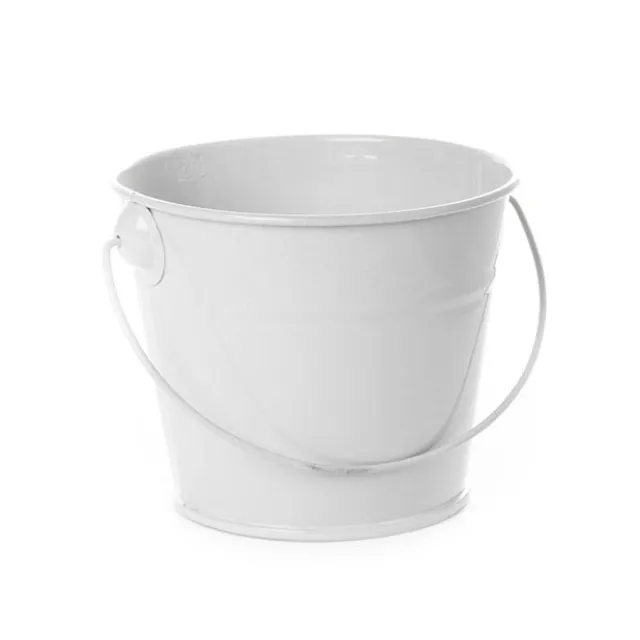 Tin Bucket with Handle White (12.5Dx10.5cmH)