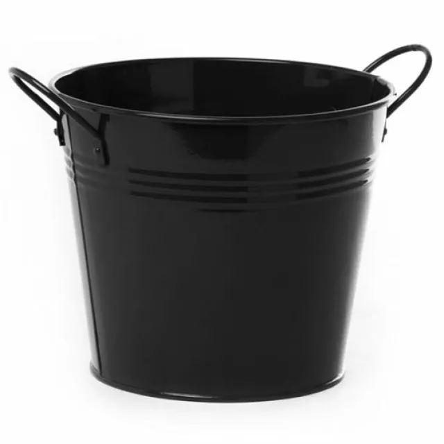 Tin Pot Large side Handles Black (18Dx15cmH)