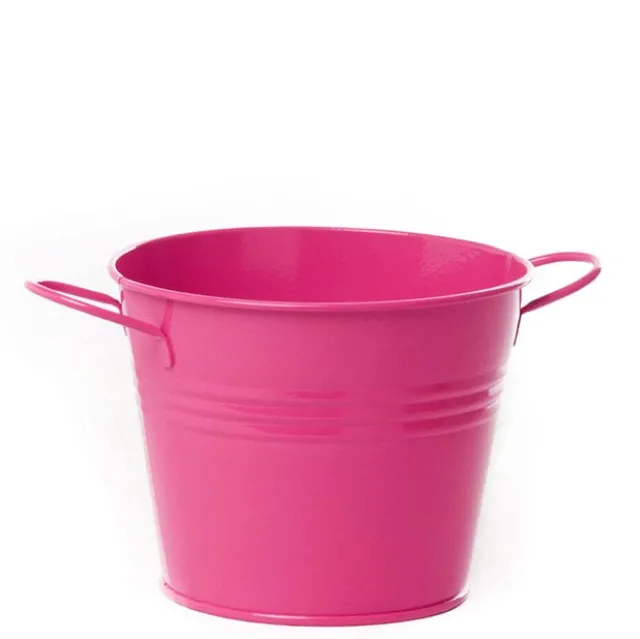Tin Pot Medium side Handles Hot Pink (15.5Dx12cmH)