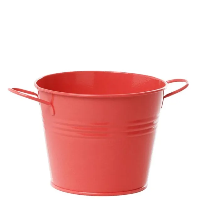 Tin Pot Medium side Handles Red (15.5Dx12cmH)