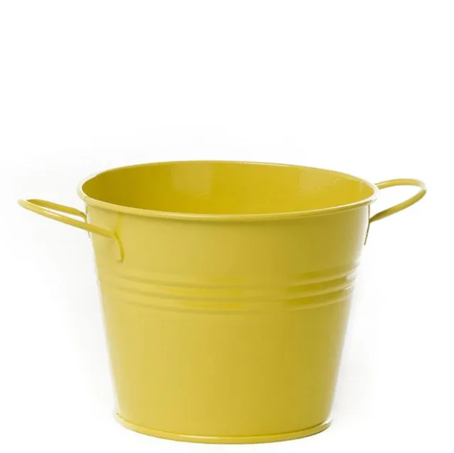Tin Pot Medium with side Handles Yellow (15.5Dx12cmH)