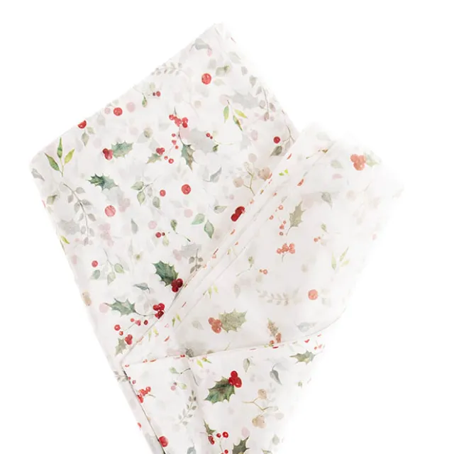 Tissue Paper Christmas Holly Pack 100 17gsm (50x75cm)