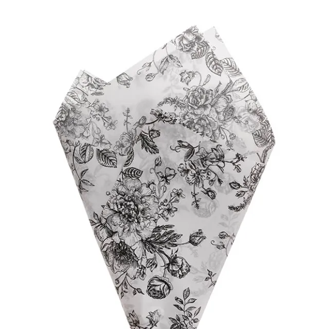 Tissue Paper Inspo Florals Pk100 21gsm Black White(50x75cm)