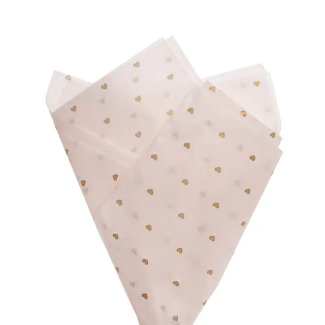 Tissue Paper Inspo Gold Hearts 17gsm Pk100 Pink (50x75cm)