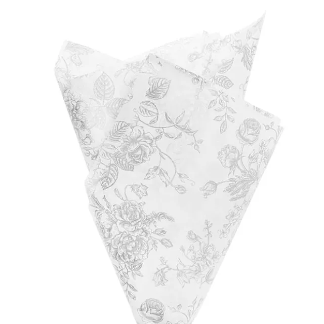 Tissue Paper Inspo Florals Pk100 21gsm Silver White(50x75cm)