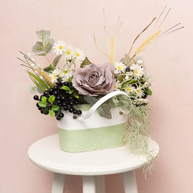 Flower Carry Paper Rope Basket Liner White Sage (18x9x13cmH)