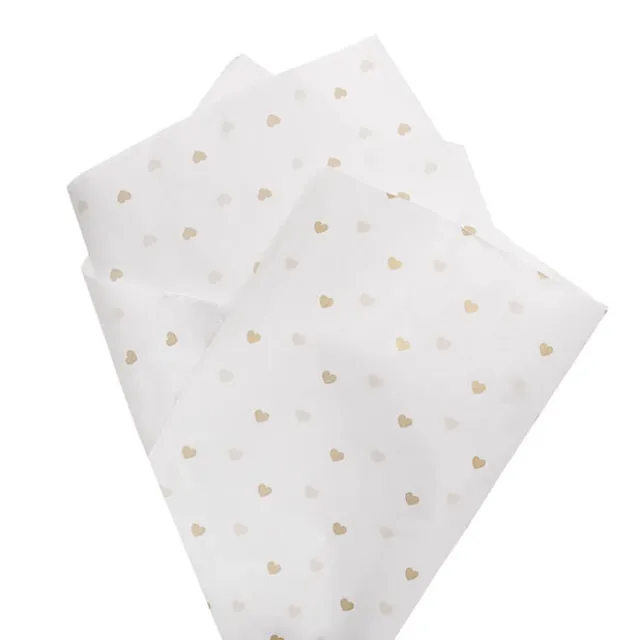 Tissue Paper Inspo Hearts Pk100 21gsm Gold White (50x75cm)
