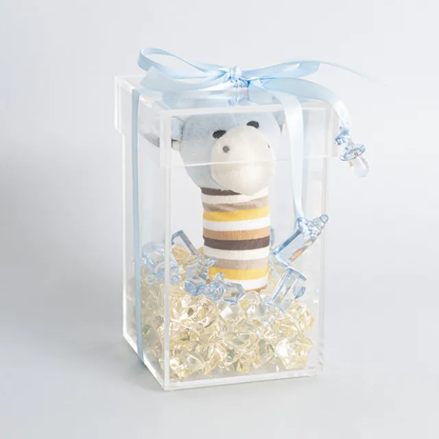 Acrylic Single Rose Head Display Box with Lid (9x9x15cmH)