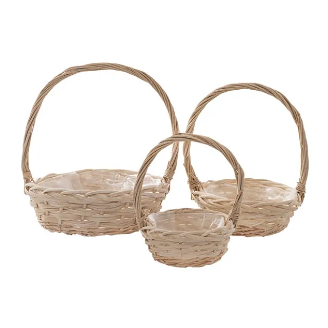 WIllow Basket With Handles Set 3 White (28Dx32cmH)