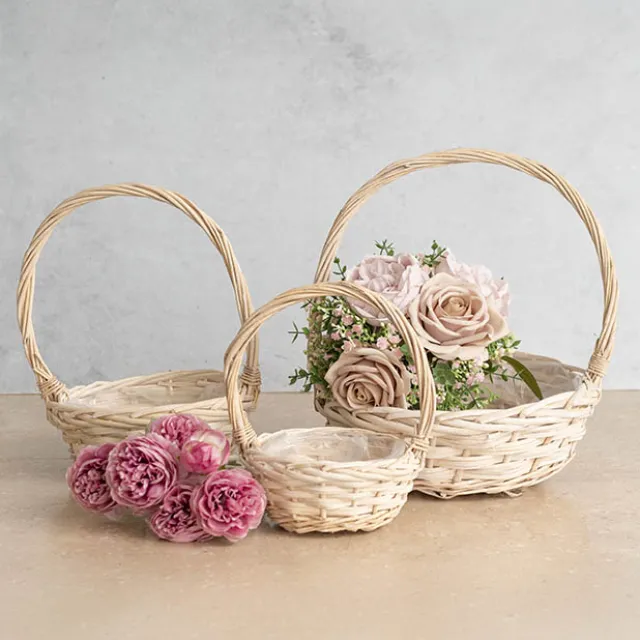 WIllow Basket With Handles Set 3 White (28Dx32cmH)