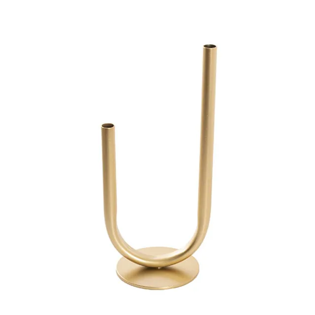 U Shape Metal Tube Vase Gold (10cmDx28cmH)