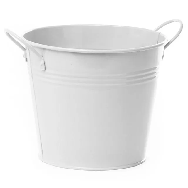 Tin Pot Large side Handles White (18Dx15cmH)