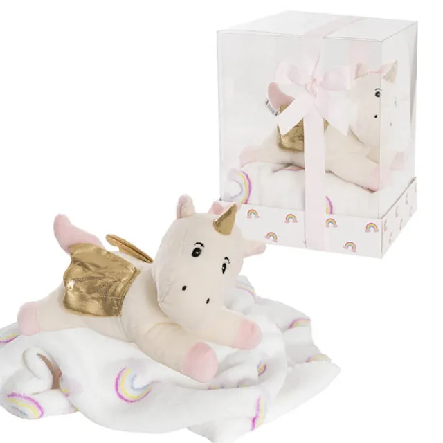 Unicorn Pebbles & Blanket Gift Pack Baby Pink (20x18x26cm)