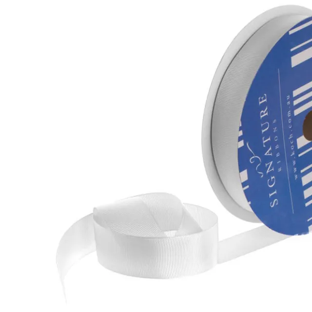 Bulk Grosgrain Ribbon Plain White (25mmx50m)